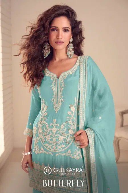 Butterfly By Gulkayra Chinon Embroidery Online Readymade Suits Wholesale